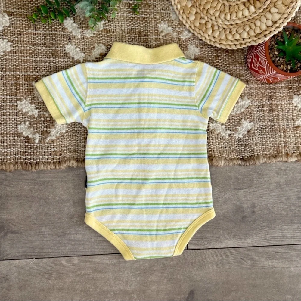 Y2K Carter’s Striped Collared Polo Outfit Teddy Bear Bodysuit 3 Months Baby Boy